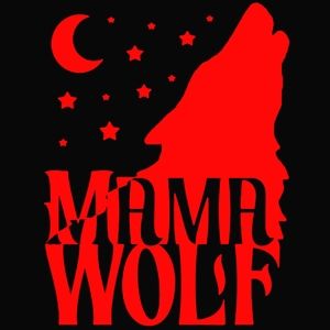 Red MAMA WOLF stars and moon 4.5Wx6H Premium permanent vinyl decal